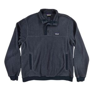 Patagonia Mens Shearling Button Pullover Retro Navy
